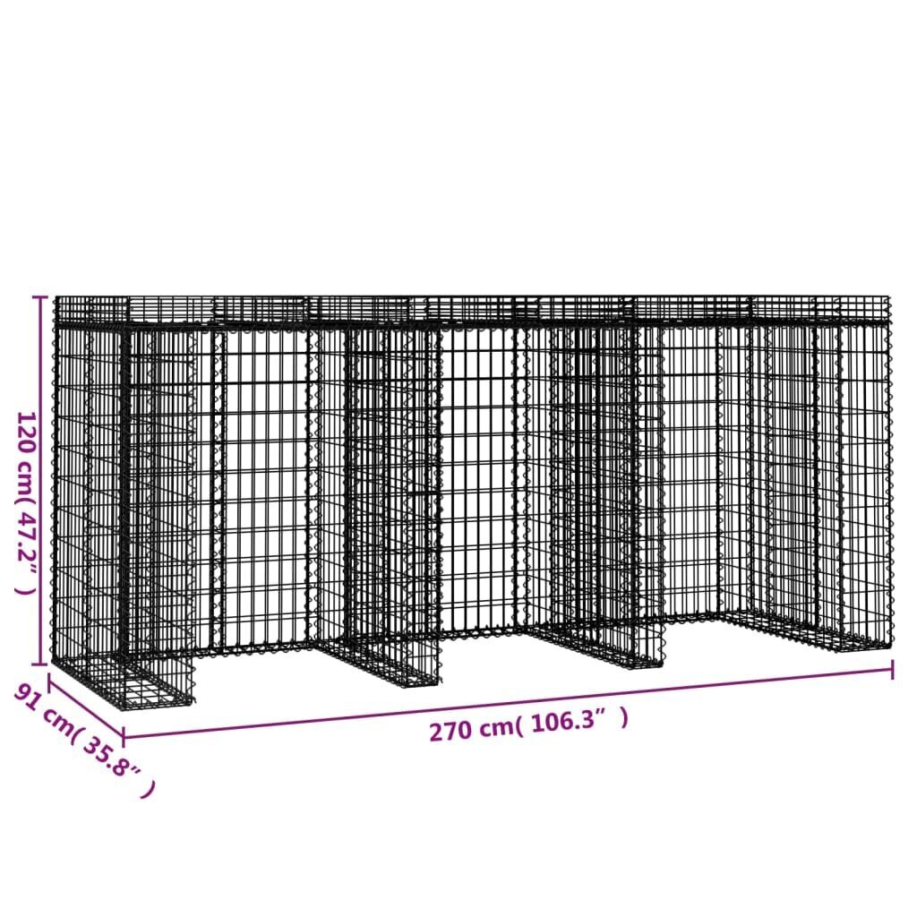 vidaXL gabioonsein prügikastile, 270 x 91 x 120 cm, tsingitud raud цена и информация | Aiad ja tarvikud | kaup24.ee