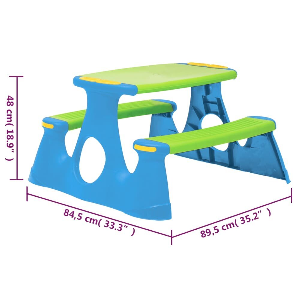 vidaXL piknikupink lastele, 89,5 x 84,5 x 48 cm, polüpropüleen цена и информация | Mänguväljakud, mängumajad | kaup24.ee