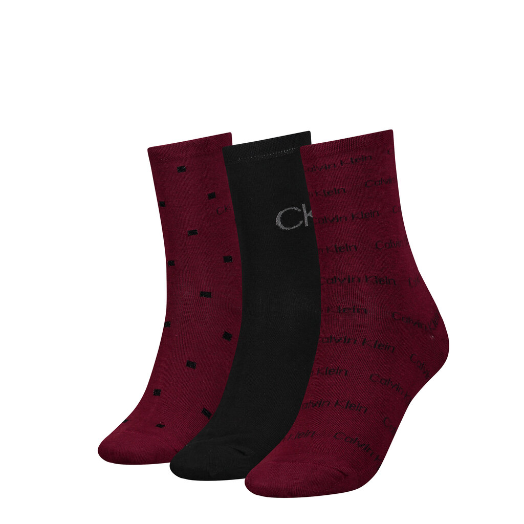 Calvin Klein naiste sokid 3pk, bordoo-must hind ja info | Naiste sokid | kaup24.ee