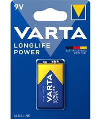 Varta 9V Longlife Power patareid, 4 tk. цена и информация | Батарейки | kaup24.ee