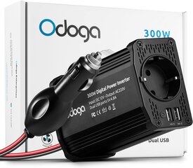 Odoga auto inverter, pingemuundur, 300W, 12-110V, 4.8A USB, must hind ja info | Muundurid, inverterid | kaup24.ee