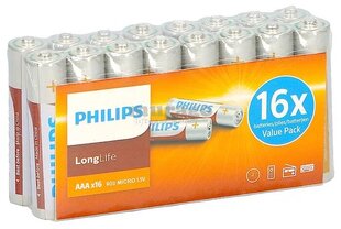 Patarei Philips LongLife R03L/AAA 16tk цена и информация | Батерейки | kaup24.ee