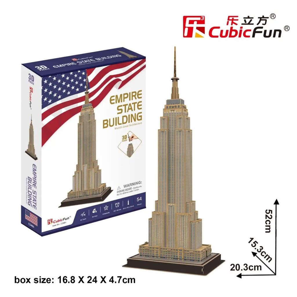 3D Puzzle Empire State Building 54 Teile цена и информация | Pusled | kaup24.ee