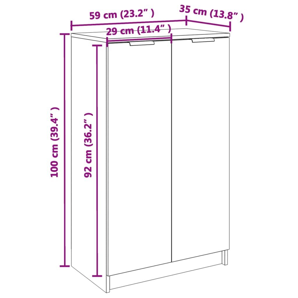 vidaXL jalatsikapp, must, 59 x 35 x 100 cm, tehispuit hind ja info | Jalatsikapid, jalatsiriiulid | kaup24.ee