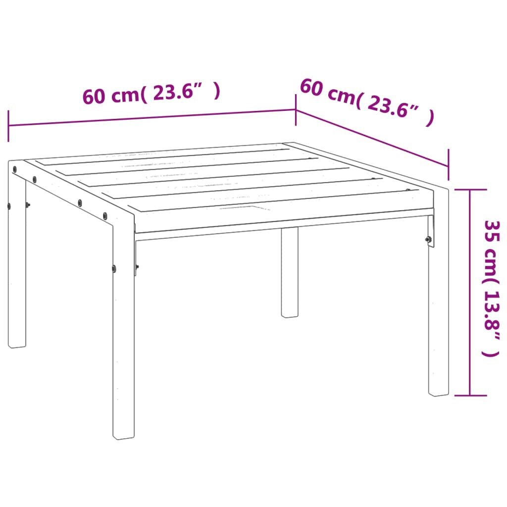 vidaXL aia kohvilaud, must, 60 x 60 x 35 cm, teras hind ja info | Aiatoolid | kaup24.ee