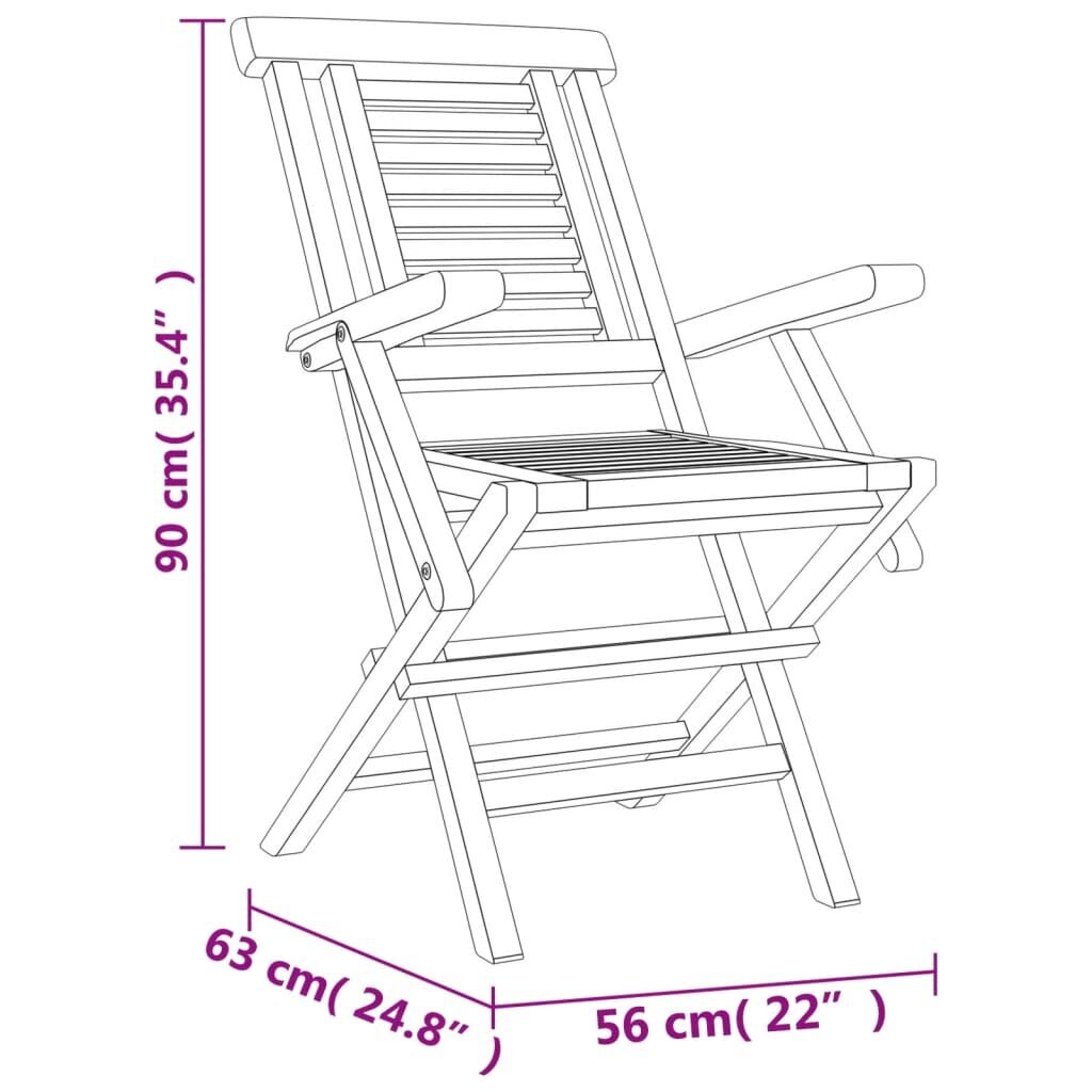 vidaXL kokkupandavad aiatoolid 4 tk, 56 x 63 x 90 cm, tiikpuu цена и информация | Aiatoolid | kaup24.ee