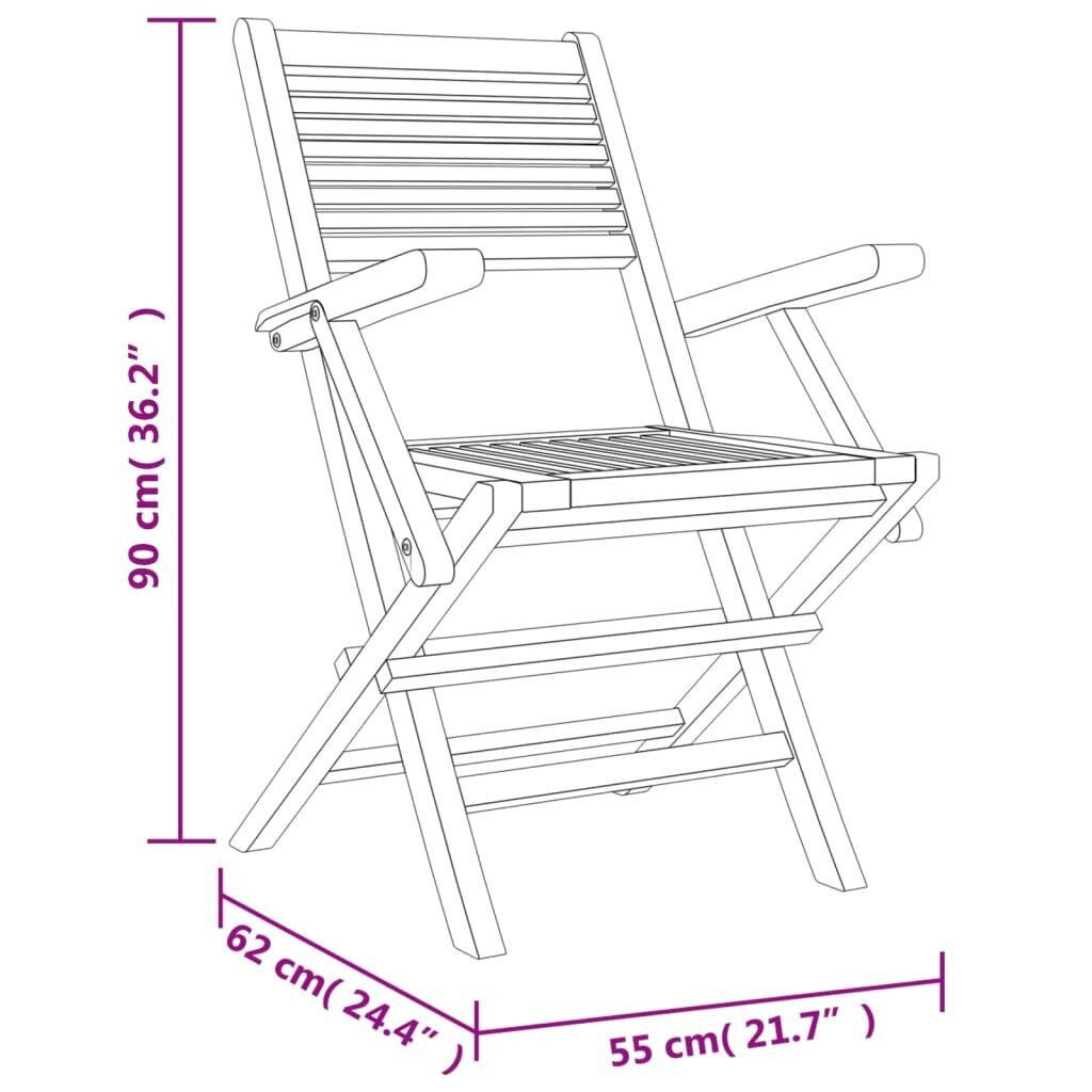 vidaXL kokkupandavad aiatoolid 4 tk, 55 x62 x 90 cm, tiikpuu цена и информация | Aiatoolid | kaup24.ee