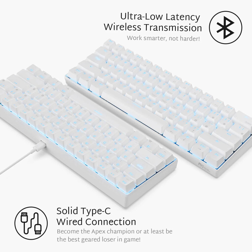 Klaviatuur Royal Kludge RK61, 60%, Hot-swap, Red Switches, US hind ja info | Klaviatuurid | kaup24.ee