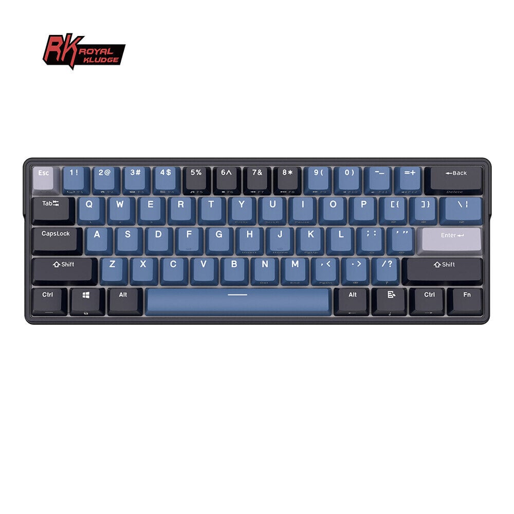 Klaviatuur Royal Kludge RK61 Plus TKL, 60%, Hot-swap, Blue Switches, US, Must/Sinine hind ja info | Klaviatuurid | kaup24.ee