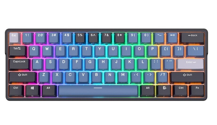 Klaviatuur Royal Kludge RK61 Plus TKL, 60%, Hot-swap, Blue Switches, US, Must/Sinine цена и информация | Klaviatuurid | kaup24.ee