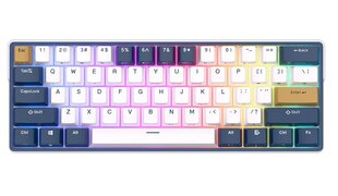 Royal Kludge RK61 Plus TKL клавиатура | 60%, Hot-swap, Sky Cyan Switches, US, Белый/Синий цена и информация | Клавиатура с игровой мышью 3GO COMBODRILEW2 USB ES | kaup24.ee