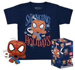 Funko Pocket Pop! Tee (laps): Marvel - Gingerbread Spider-Man (Special Edition) Bobble-Head Vinüülfiguur ja T-särk (S) hind ja info | Poiste mänguasjad | kaup24.ee