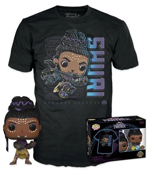 Funko Pop! Tees (täiskasvanud): Marvel Black Panther - Shuri (helendab pimedas) Bobble-Head Vinüülfiguur T-särk (S) hind ja info | Fännitooted mänguritele | kaup24.ee