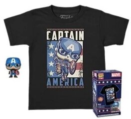 Funko Pocket Pop! Tee (laps): Marvel - Captain America (Special Edition) (4cm) Bobble-Head vinüülfiguur T-särk (L) hind ja info | Fännitooted mänguritele | kaup24.ee