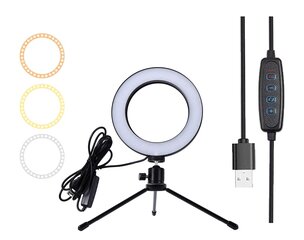 LED selfie lamp + statiiv 16cm hind ja info | Fotovalgustuse seadmed | kaup24.ee