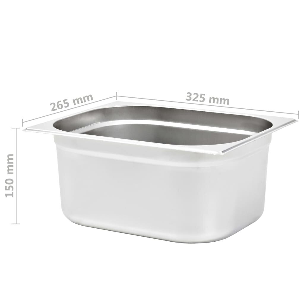 vidaXL toiduplaadid 2 tk, GN 1/2 150 mm, roostevaba teras hind ja info | Lauanõud ja kööginõud | kaup24.ee