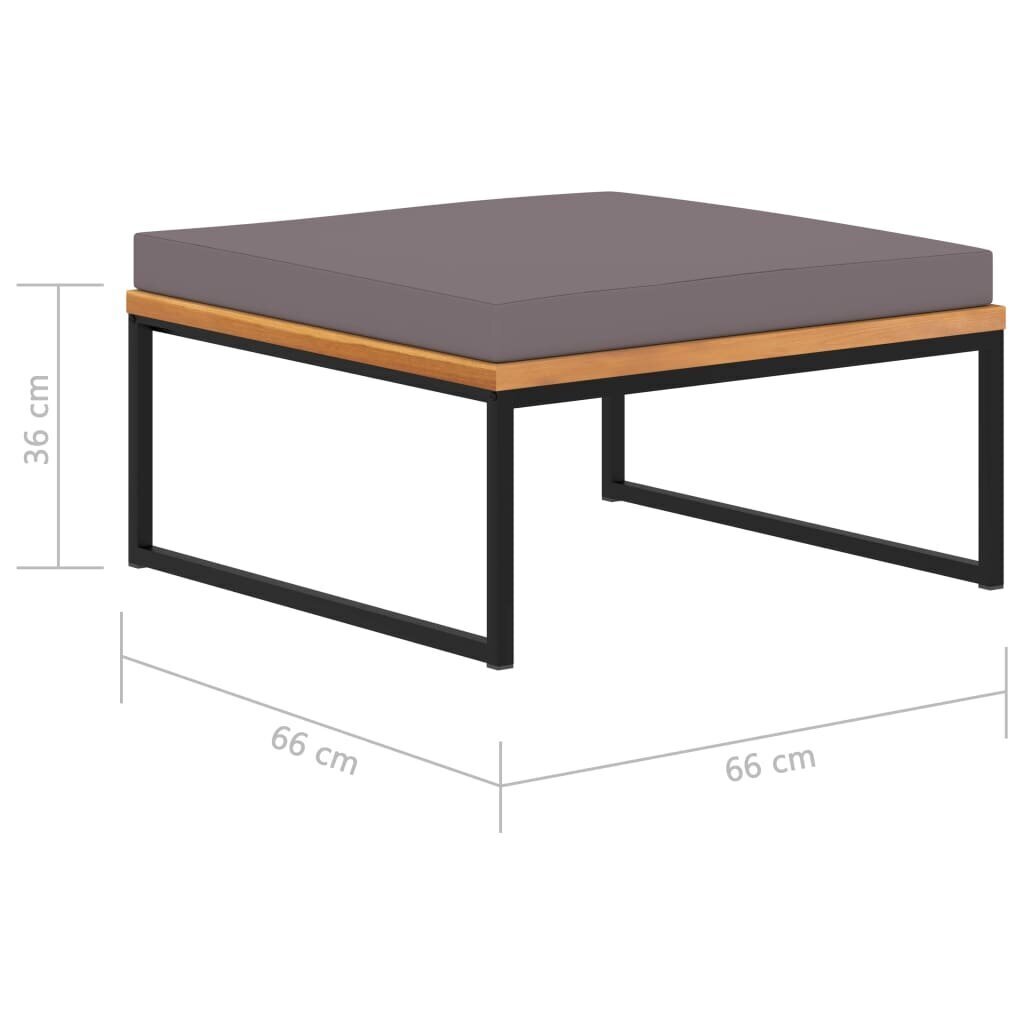 vidaXL jalatugi istmepadjaga, 66 x 66 x 36 cm, akaatsiapuit, tumehall цена и информация | Kott-toolid, tumbad, järid | kaup24.ee