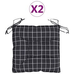 vidaXL toolipadjad 2 tk, mustad ruudud, 40 x 40 x 7 cm, kangas hind ja info | Toolipadjad ja -katted | kaup24.ee