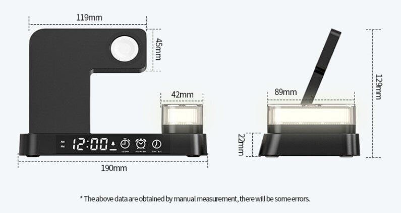 Multifunktsionaalne kolm ühes juhtmevaba laadija koos kella, äratuse ja öölambiga, LIVMAN A37 hind ja info | Mobiiltelefonide laadijad | kaup24.ee