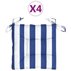 vidaXL toolipadjad 4 tk, sinise/valge triibuline, 40x40x7 cm, kangas hind ja info | Toolipadjad ja -katted | kaup24.ee