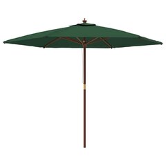 vidaXL aia päikesevari puidust postiga, roheline, 299 x 240 cm цена и информация | Зонты, маркизы, стойки | kaup24.ee