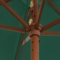 vidaXL aia päikesevari puidust postiga, roheline, 299 x 240 cm hind ja info | Päikesevarjud, markiisid ja alused | kaup24.ee