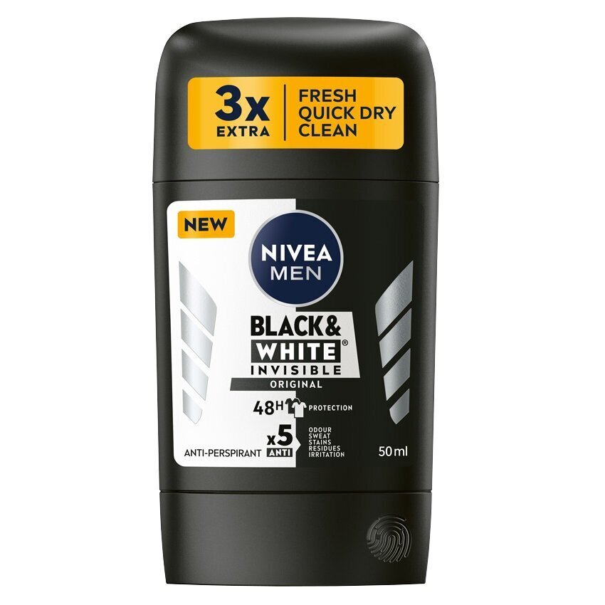 Pulkdeodorant Nivea Men Black & White Invisible Original, 50ml цена и информация | Deodorandid | kaup24.ee