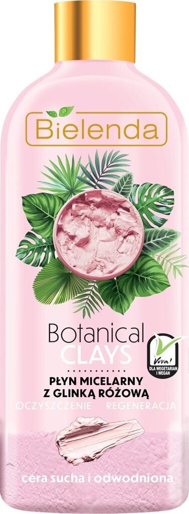 Mitsellaarvesi kuivale nahale Bielenda Botanical Clays Vegan Micellar Liquid With Pink Clay For Dry And Dehydrated Skin, 500ml hind ja info | Näopuhastusvahendid | kaup24.ee