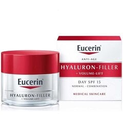 EUCERIN Hyaluron Filler Volume Lift SPF 15 päevane kreem normaalse ja kombineeritud naha jaoks 50 ml цена и информация | Кремы для лица | kaup24.ee