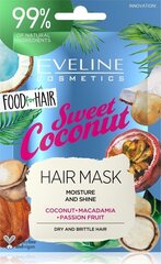 Маска для нормальных и тонких волос Eveline Food for Hair Sweet Coconut, 20 мл цена и информация | Маски, масла, сыворотки | kaup24.ee