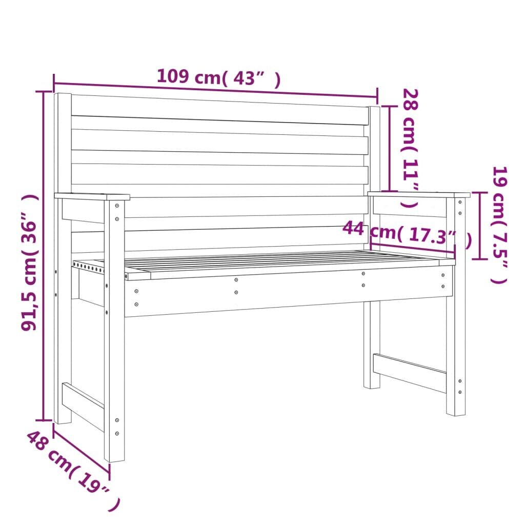 vidaXL aiapink, 80 x 44 x 45 cm, männipuit hind ja info | Aiapingid | kaup24.ee