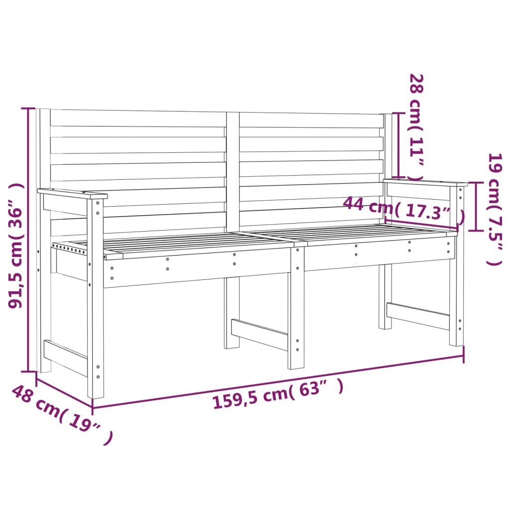 vidaXL aiapink, must, 159,5x48x91,5 cm, männipuit цена и информация | Aiapingid | kaup24.ee