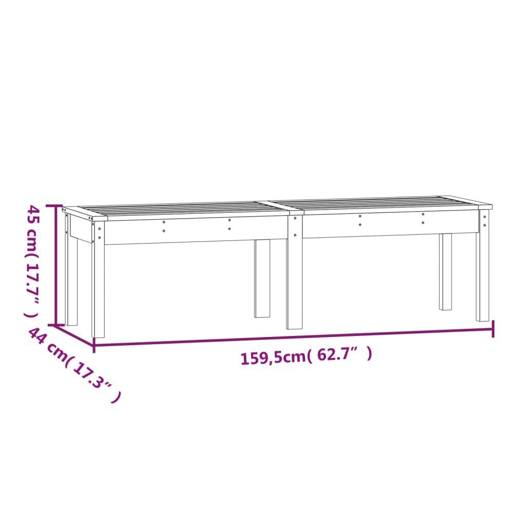 vidaXL 2-kohaline aiapink, hall, 159,5 x 44 x 45 cm, männipuit цена и информация | Aiapingid | kaup24.ee