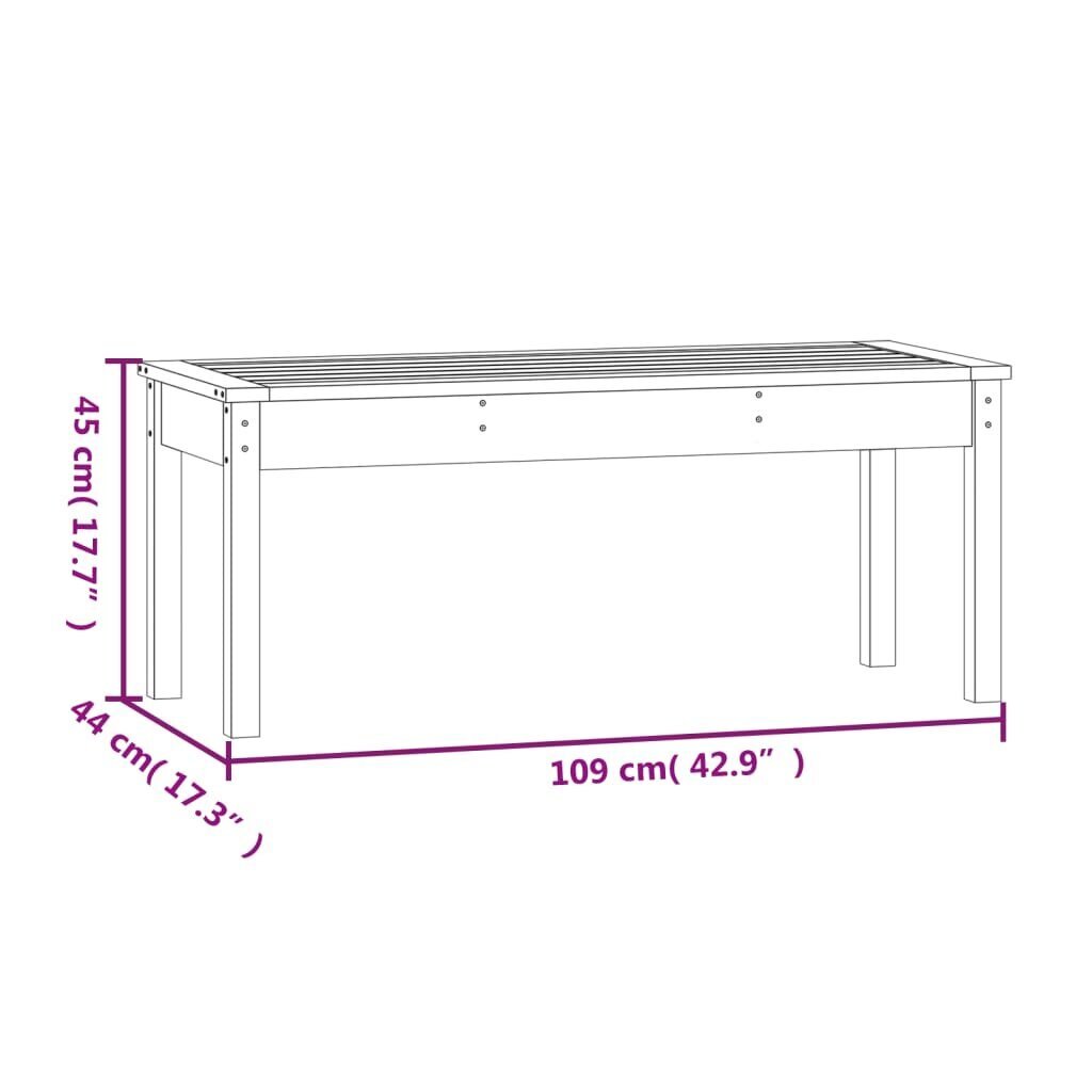 vidaXL aiapink, must, 109 x 44 x 45 cm, männipuit hind ja info | Aiapingid | kaup24.ee