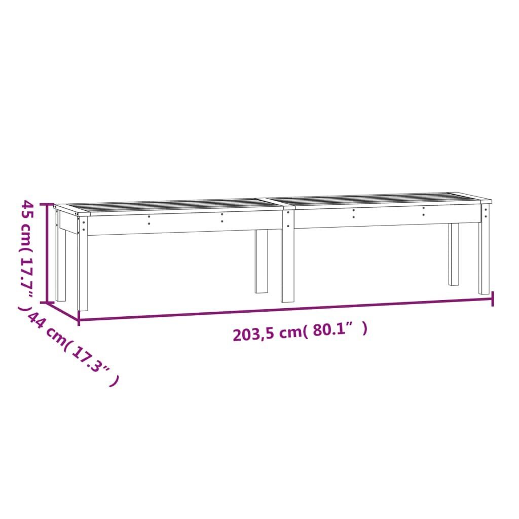 vidaXL 2-kohaline aiapink, hall, 203,5x44x45 cm, männipuit hind ja info | Aiapingid | kaup24.ee