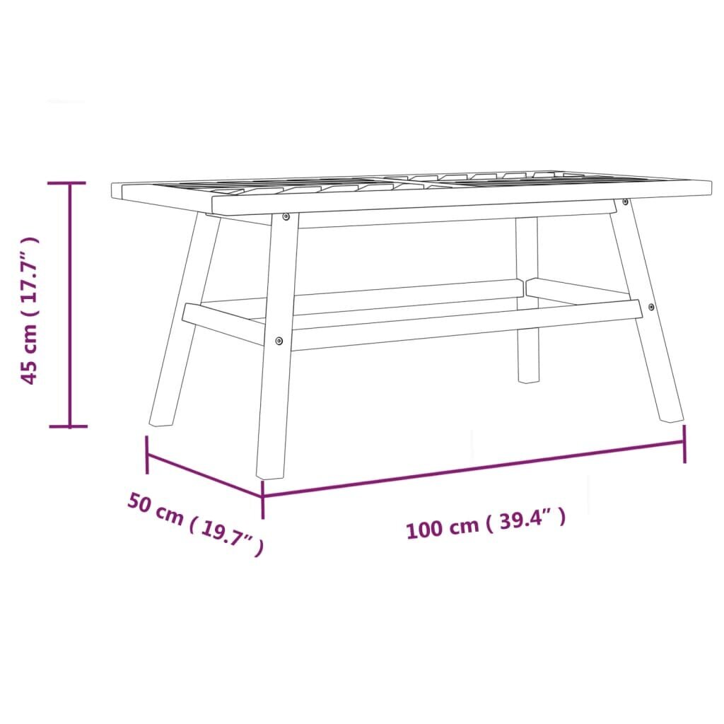 vidaXL kohvilaud, 100 x 50 x 45 cm, akaatsiapuit цена и информация | Aialauad | kaup24.ee