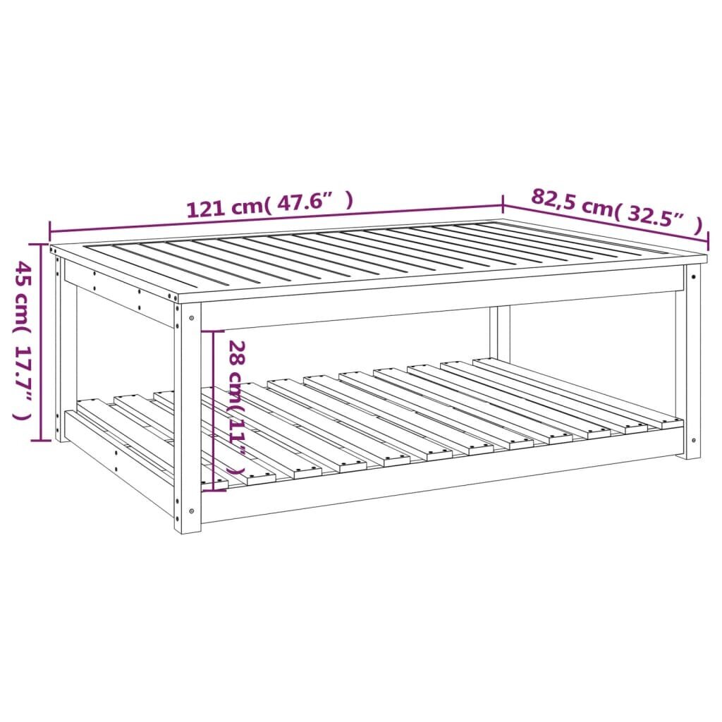 vidaXL aialaud, meepruun, 121x82,5x45 cm, männipuit hind ja info | Aialauad | kaup24.ee