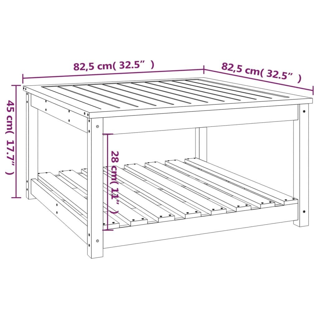 vidaXL aialaud, meepruun, 82,5x82,5x45 cm, männipuit цена и информация | Aialauad | kaup24.ee