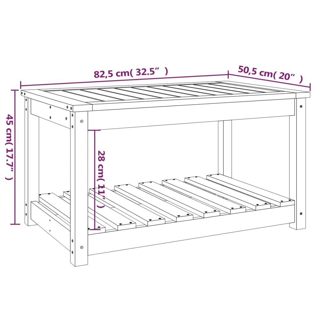 vidaXL aialaud, must, 82,5 x 50,5 x 45 cm, männipuit hind ja info | Aialauad | kaup24.ee