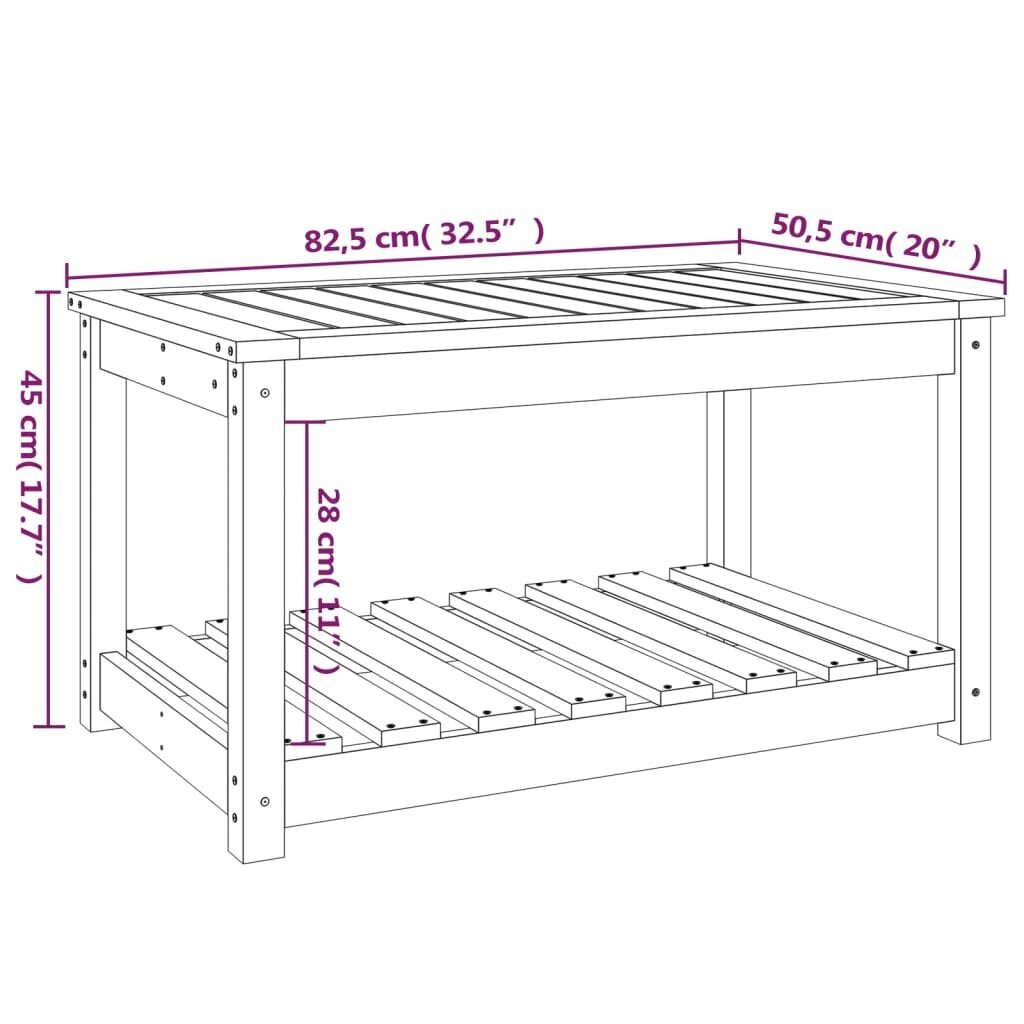 vidaXL aialaud, hall, 82,5x50,5x45 cm, männipuit цена и информация | Aialauad | kaup24.ee