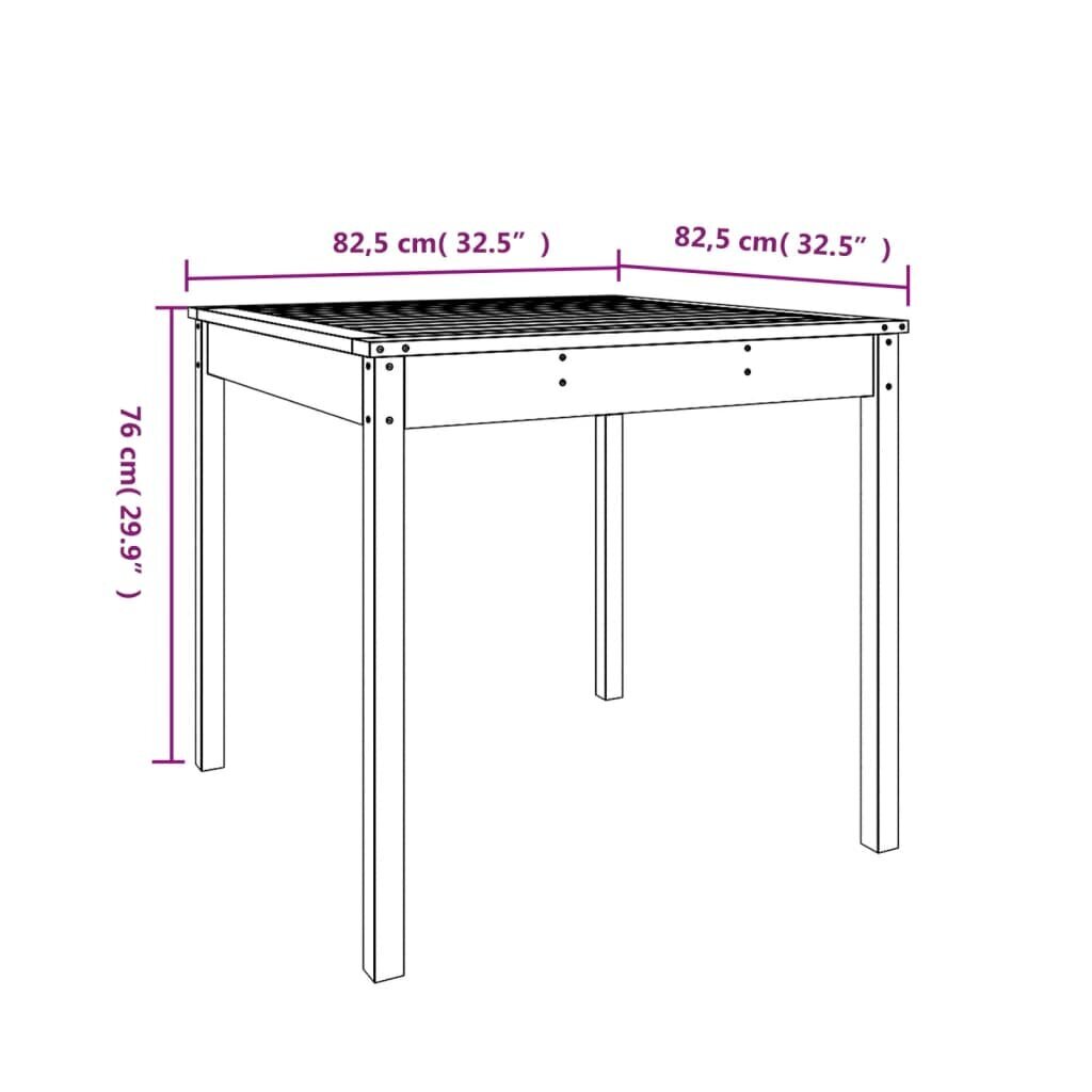 vidaXL aialaud, must, 82,5 x 82,5 x 76 cm, männipuit цена и информация | Aialauad | kaup24.ee