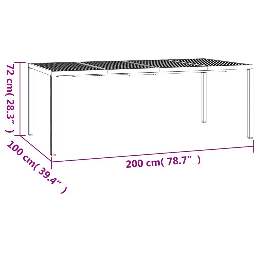 vidaXL aialaud, antratsiithall, 200 x 100 x 72 cm, teras цена и информация | Aialauad | kaup24.ee