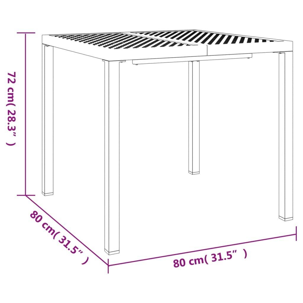 vidaXL aialaud, antratsiithall, 80 x 80 x 72 cm, teras цена и информация | Aialauad | kaup24.ee