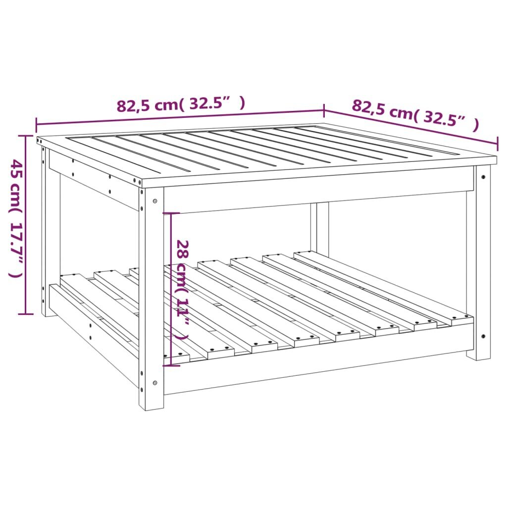 vidaXL aialaud, hall, 82,5 x 82,5 x 45 cm, männipuit hind ja info | Aialauad | kaup24.ee