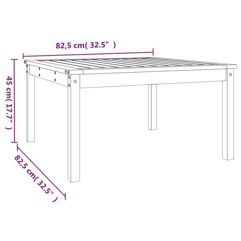 vidaXL aialaud, must, 82,5 x 82,5 x 45 cm, männipuit цена и информация | Aialauad | kaup24.ee