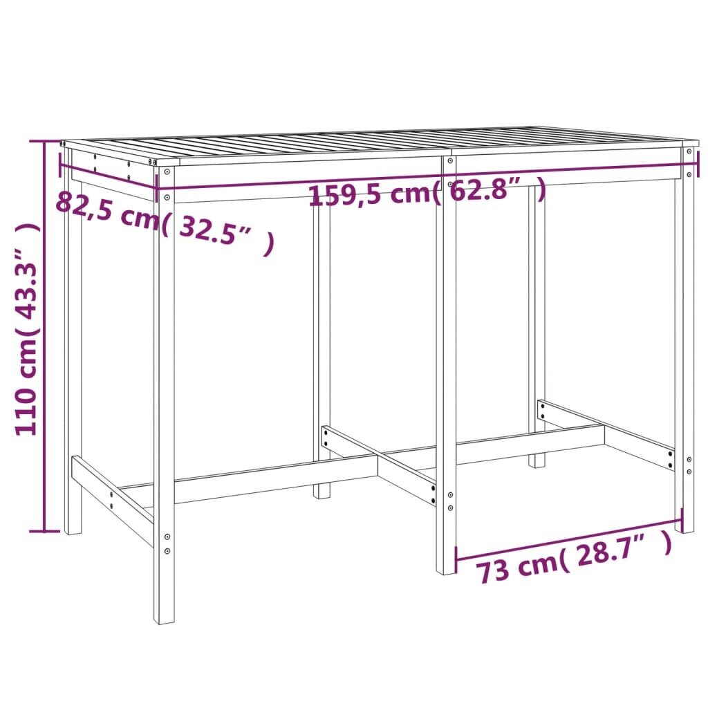 vidaXL aialaud, 159,5 x 82,5 x 110 cm, männipuit hind ja info | Aialauad | kaup24.ee