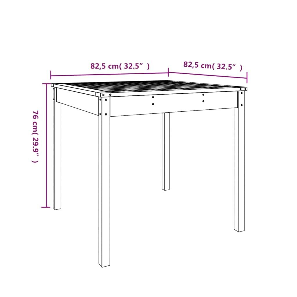 vidaXL aialaud, meepruun, 82,5 x 82,5 x 76 cm, männipuit hind ja info | Aialauad | kaup24.ee