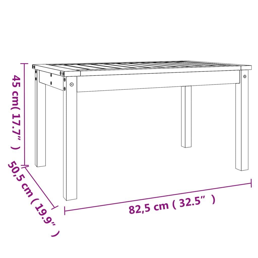 vidaXL aialaud, must, 82,5 x 50,5 x 45 cm, männipuit hind ja info | Aialauad | kaup24.ee