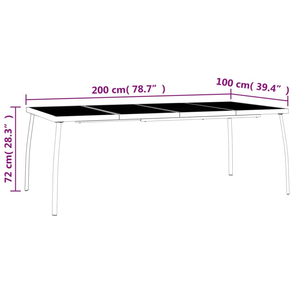 vidaXL aialaud, antratsiithall, 200 x 100 x 72 cm, terasvõrk цена и информация | Aialauad | kaup24.ee