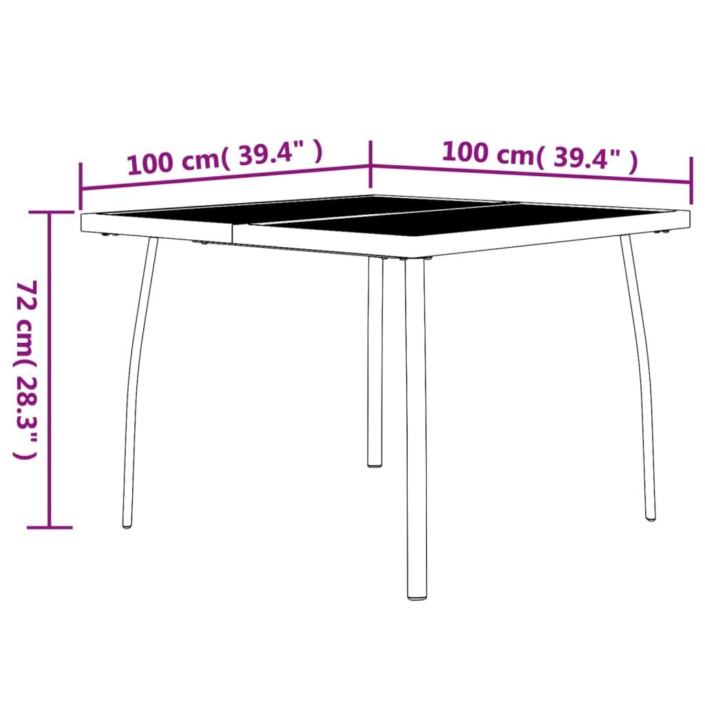 vidaXL aialaud, antratsiithall, 100 x 100 x 72 cm, terasvõrk цена и информация | Aialauad | kaup24.ee